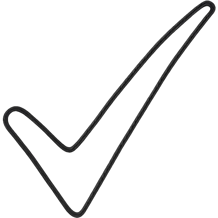 hand drawn style tick, bold lines emoji