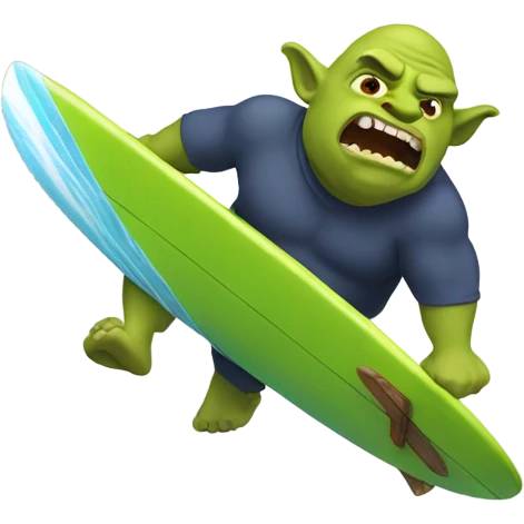 Ogre surfing emoji