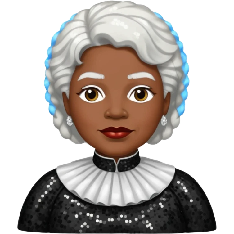 Mary McLeod Bethune with white hair, black sequin outfit  emoji