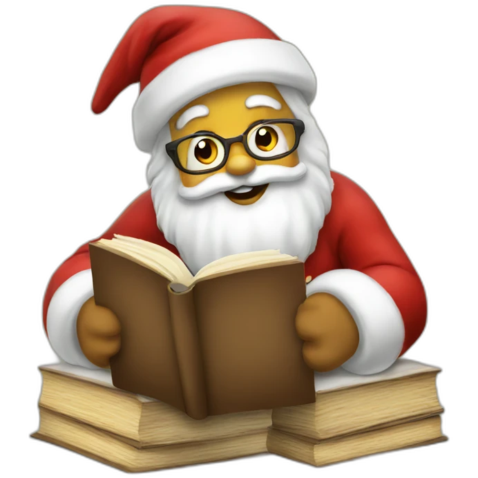 santa claus and books emoji