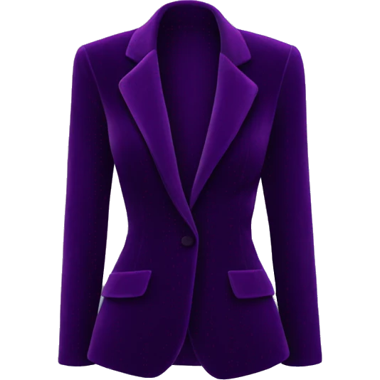 Realistic isolated dark purple velvet feminine fashion blazer. emoji