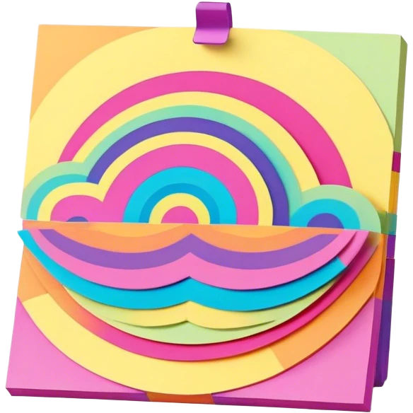 3D, psychedelic colored hippie style sticky note emoji