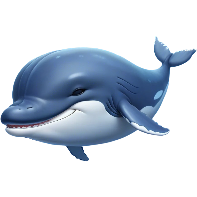 Meme-Worthy Cute Sleeping Humpback Whale Portrait Emoji, Head resting peacefully with a contented smile, showcasing an enormous blue-gray body with gently drifting pectoral fins and eyes softly closed in serene slumber, Simplified yet adorably endearing features, highly detailed, glowing with a soft, drowsy deep-sea light, high shine, relaxed and utterly lovable, stylized with an air of playful oceanic laziness, soft glowing outline, capturing the essence of a sleeping humpback whale that feels destined to become the next viral icon of adorable marine rest! emoji
