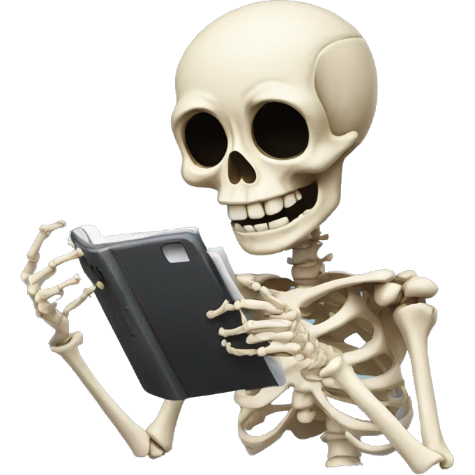 Skeleton reading text message cry laughing  emoji