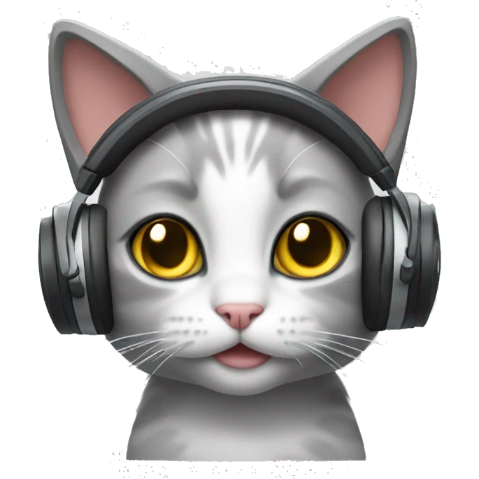 Kitty with headset emoji