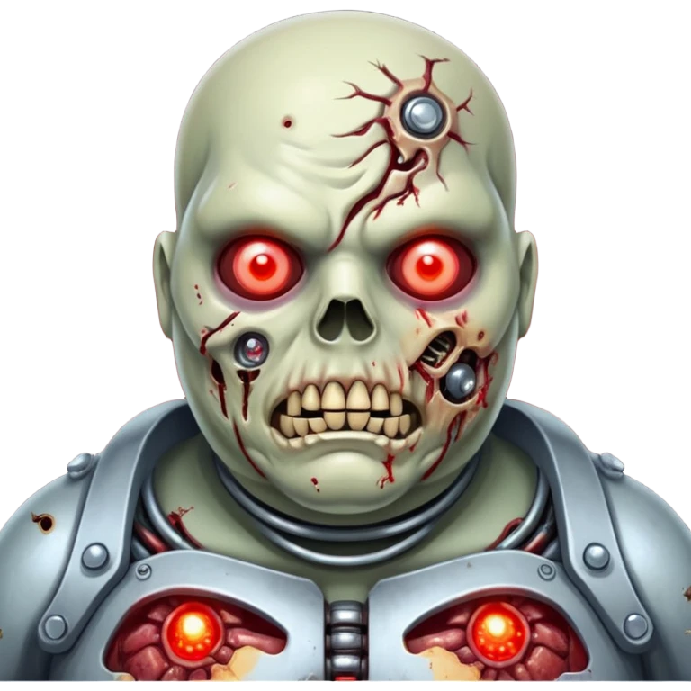 fat cyborg zombie with glowing red eyes emoji