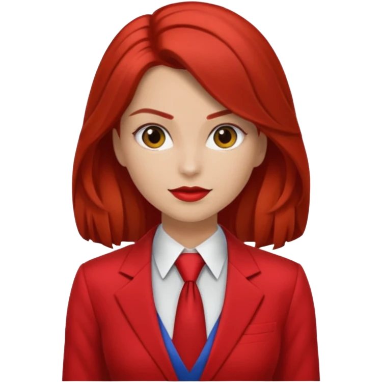 Una chica con pelo castaño medio pelirrojo con traje de superhéroe realista emoji