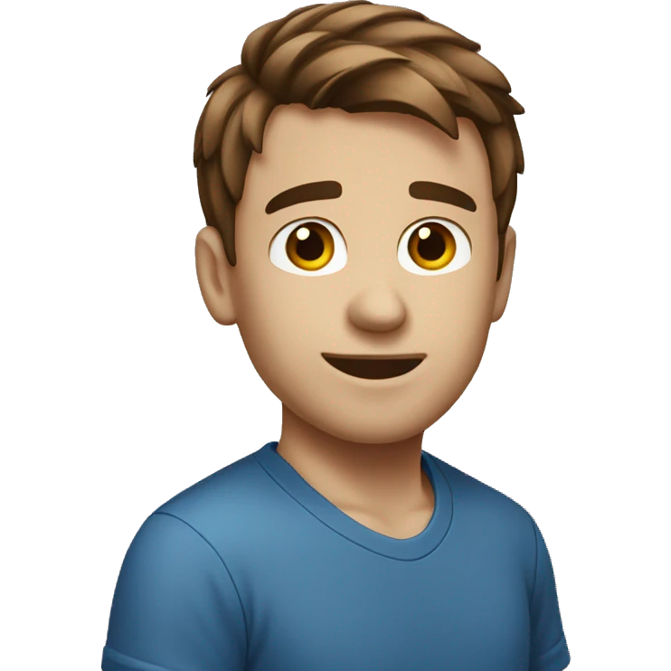 short brown hair male blue t-short emoji