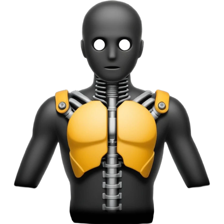 Minimalistic flat vector icon, iOS style, thin black contour on white background. Human silhouette with gear inside the chest. Clean, no text, no shadows emoji