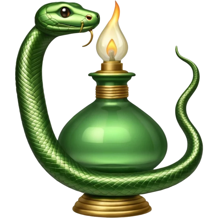 uma lamparina tradicional  com uma cobra em volta  emoji