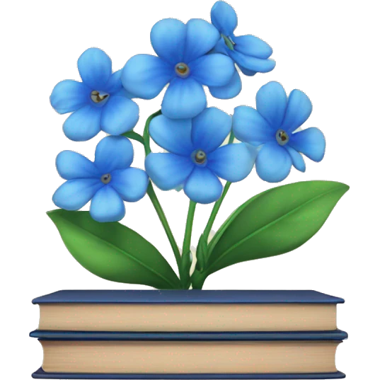 Blue flowers and books emoji