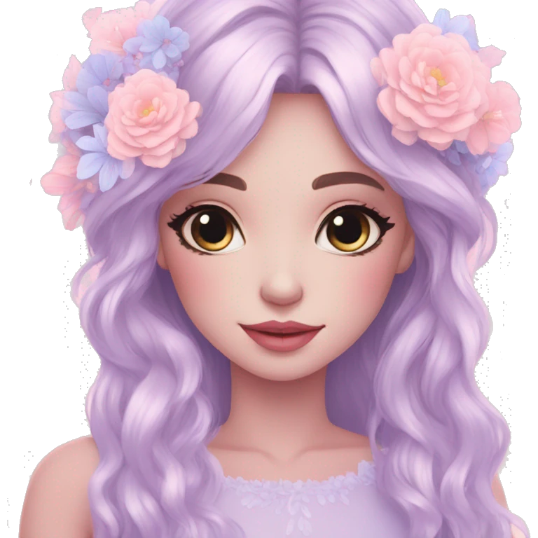 Dreamy pretty pastel flower girl aesthetic emoji