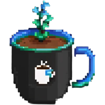 Coffee cup with code symbols, programming logo emoji