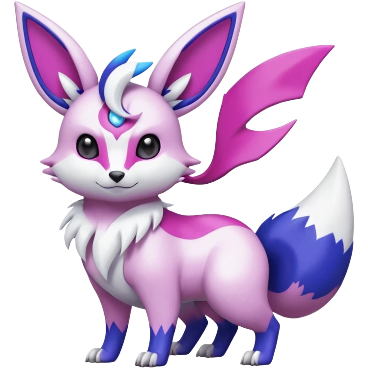 Shiny White with Violet and Indigo and pink markings Eevee-Liepard-Zangoose-Pokémon-Digimon-Fakémon-fusion-hybrid-creature emoji