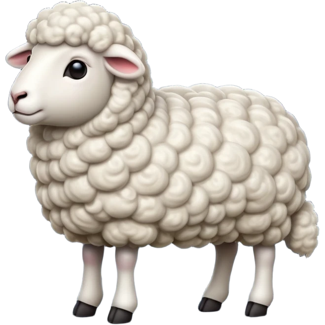 cinematic-[sheep]-realistic-full-body-standing-emoji,-tail-flicking-lazily,-head-tilted-dramatically,-curly-[white]-fur,-simplified-yet-realistic-focused-features,-highly-detailed,-glowing-with-an-almost-sarcastic-glow emoji
