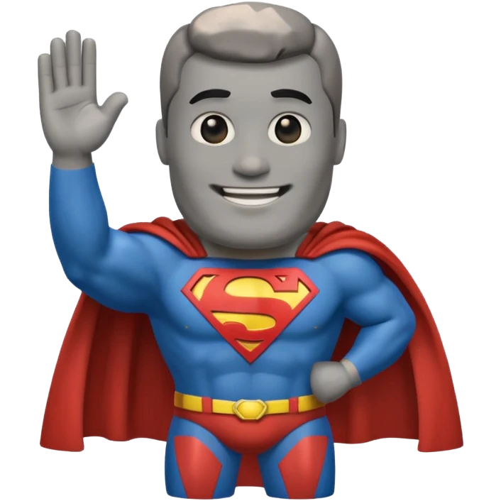 a moai emoji with a superman cape with the original facw emoji