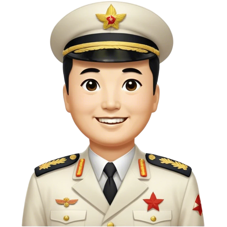 Emoji of General Kim il-sung wearing his white uniform and smiling  emoji
