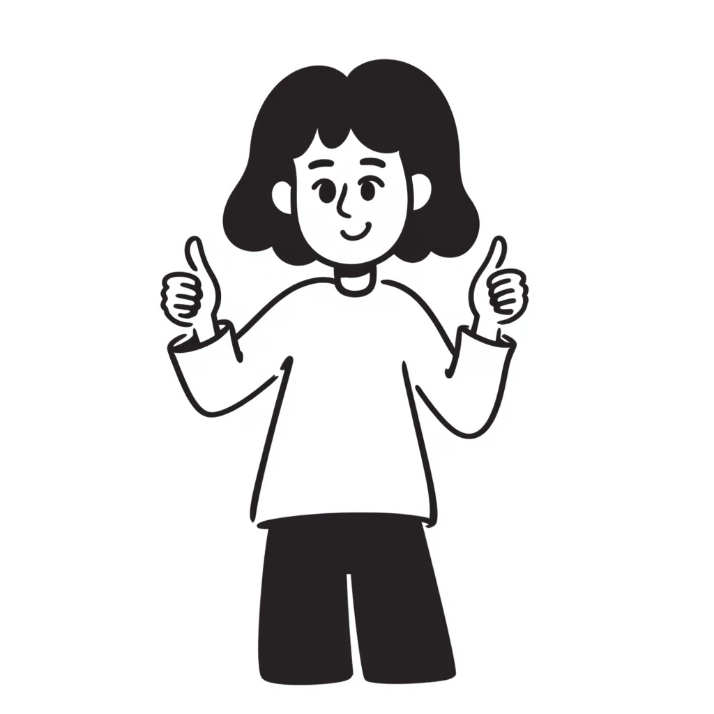Girl with one hand thumbs up and one hand thumbs down emoji