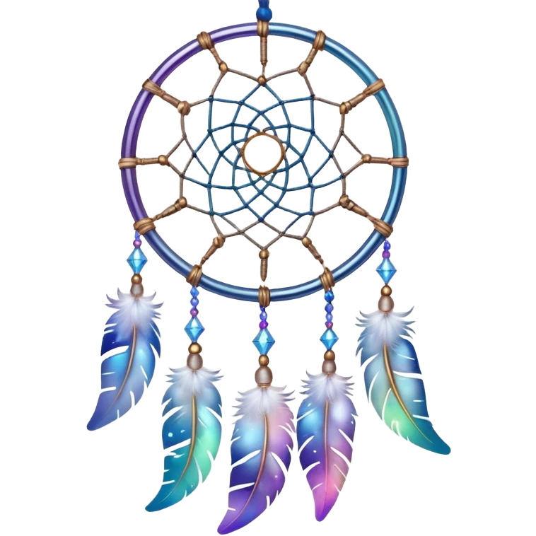 Iridescent shiny transparent crescent nebula Dreamcatcher-suncatcher hanging from a thread emoji
