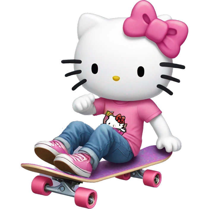 hello kitty on a skateboard  emoji