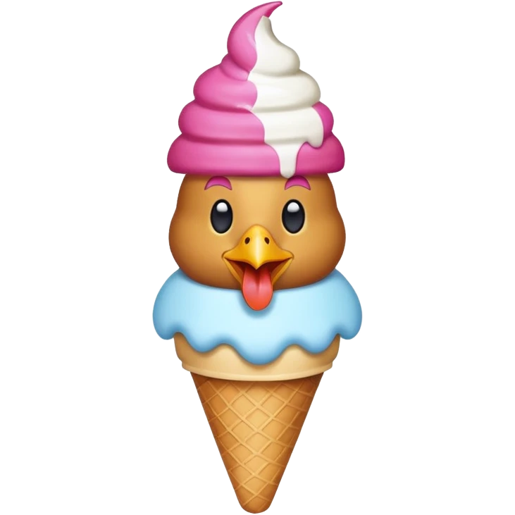 Chicken wearing ice cream hat emoji