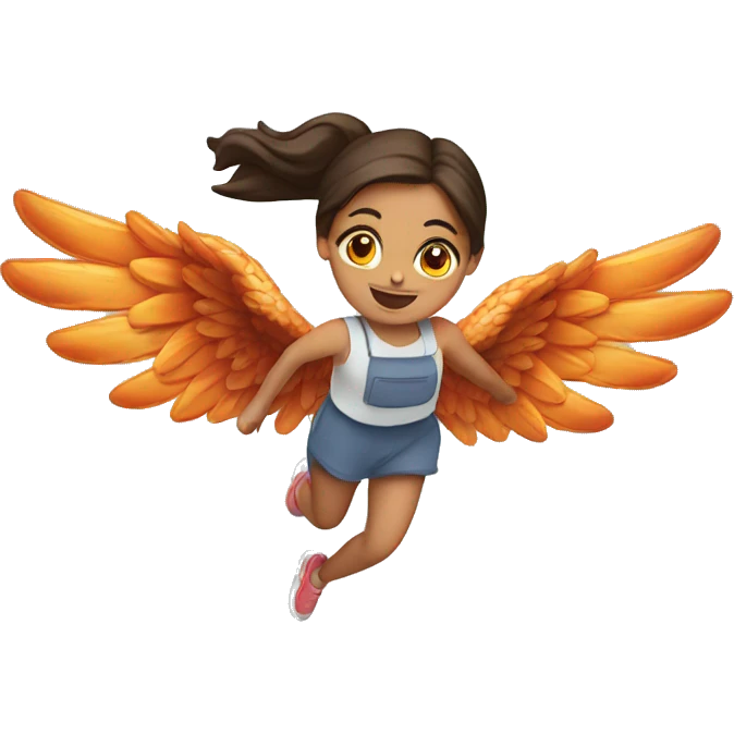 a girl flying with two bbq chicken wings on her back emoji