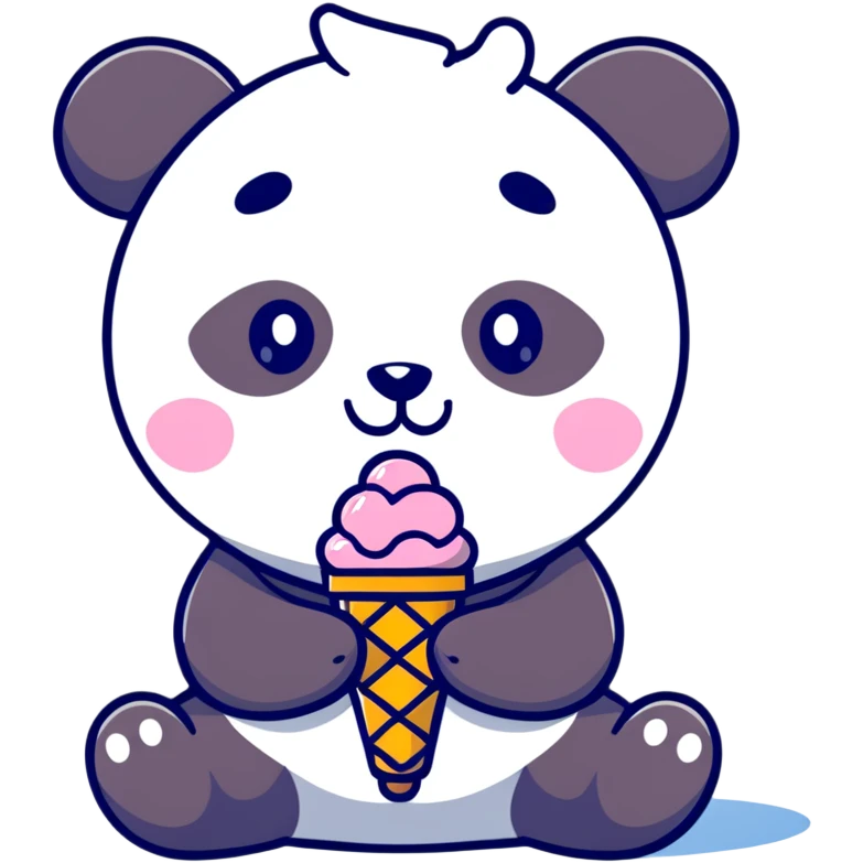Panda eating ice cream emoji