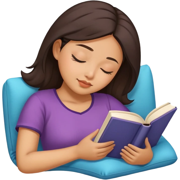asian woman sleep with book emoji