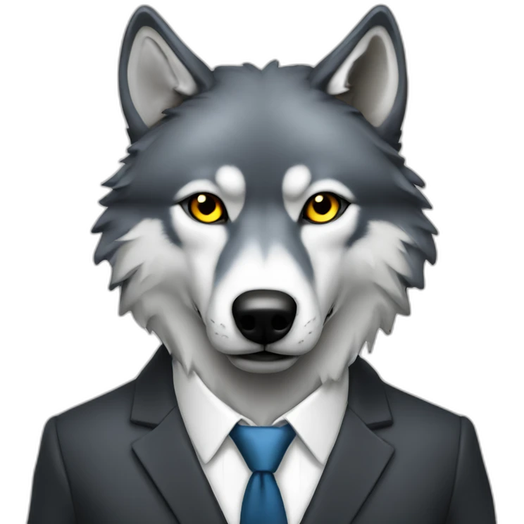wolf with suit and dollar sign eyes emoji