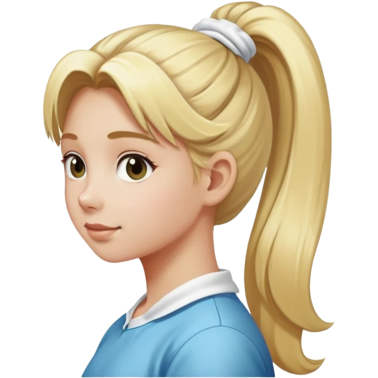 girl with long blonde hair in pony tail with white scrunchie emoji