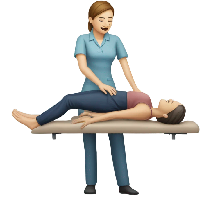 Female chiropractor adjusting patient’s back emoji