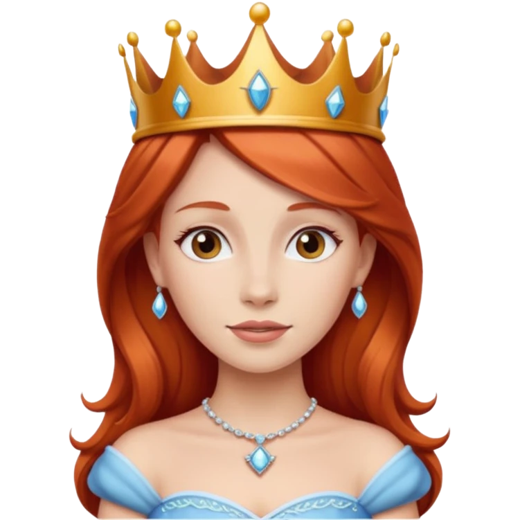 Crea una mujer pelirroja con corona de princesa emoji