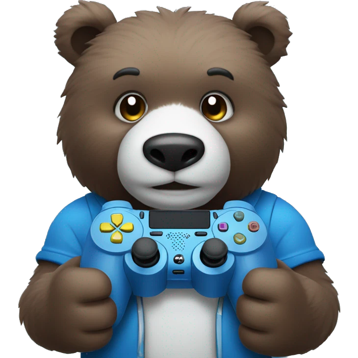 Blue Bear Holding a PS5 controller and giving a thumbs up emoji