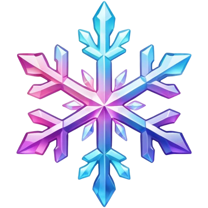 Gradient iridescent Pastel rainbow Pink violet blue crystal star snowflake  emoji