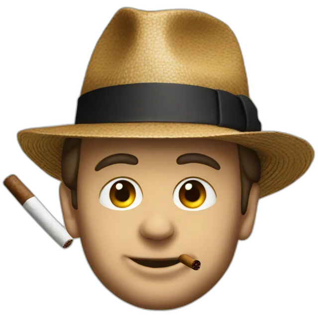 macron wearing a hat with a cigar in mouth emoji