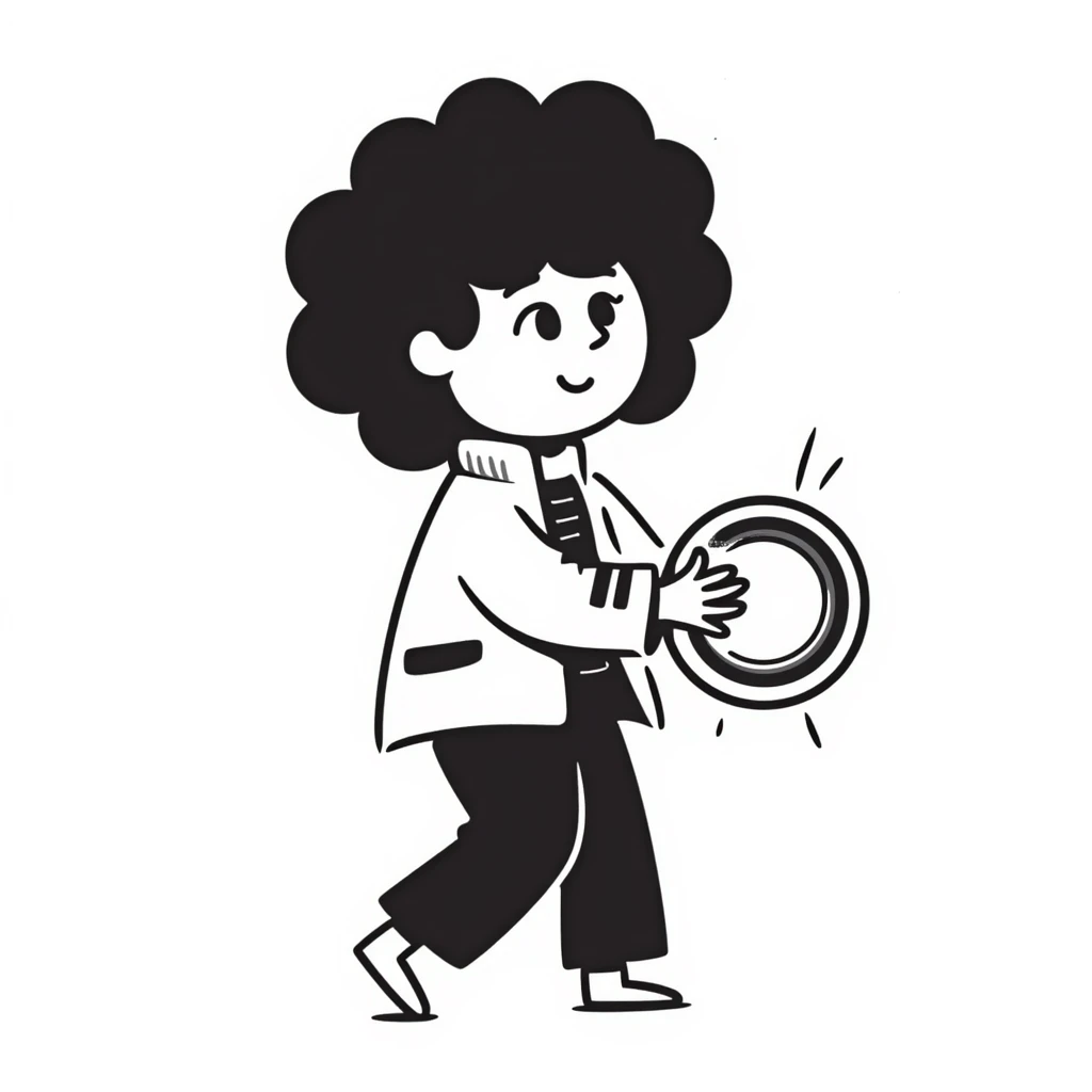 Cabbage Patch Kid as Tron warrior holding a disc, 80's retro sci-fi style emoji