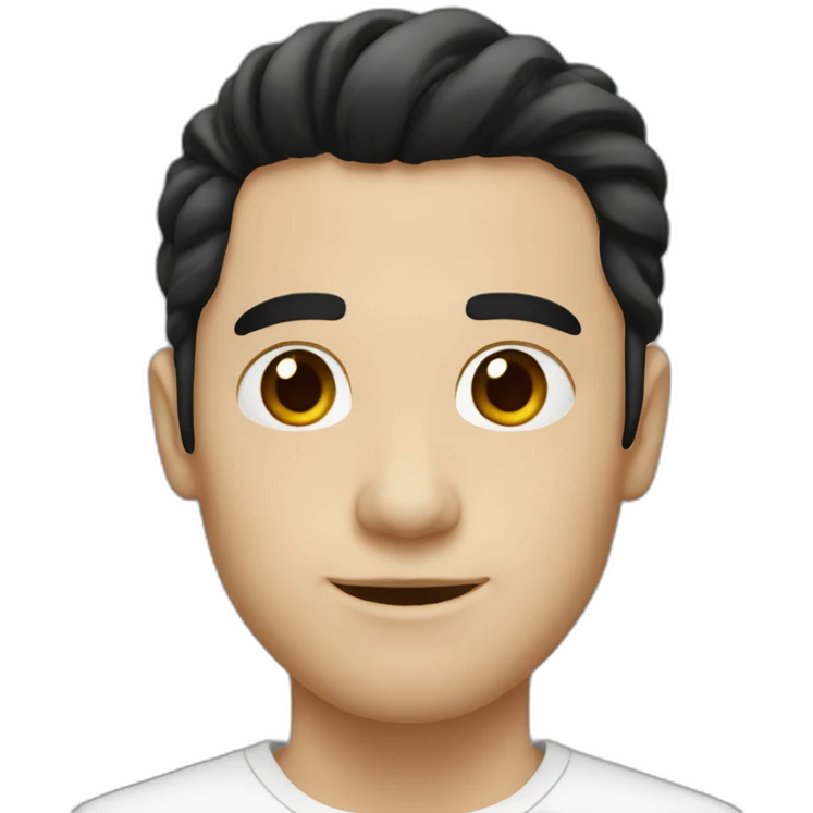 white guy black hair straw emoji