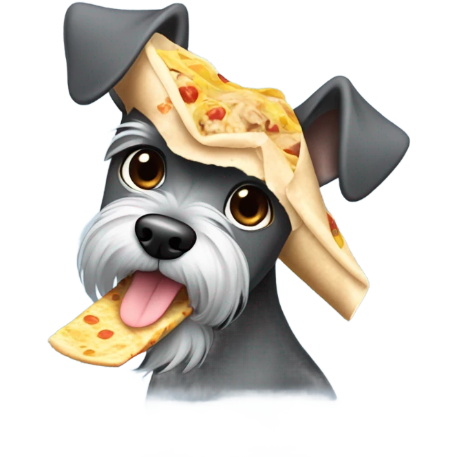 miniature schnauzer eating burrito  emoji