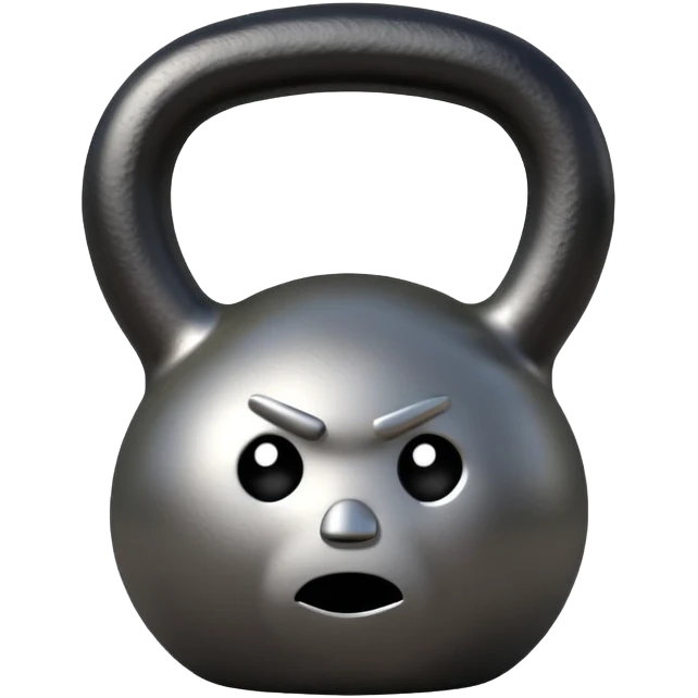 kettlebell with a sad face emoji