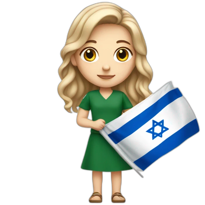 White girl holding Israel flag emoji