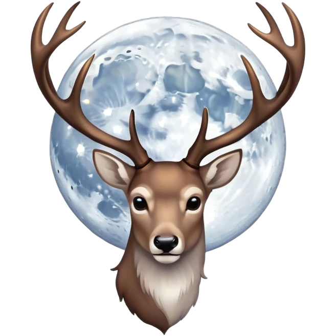 Moon with deer antlers emoji