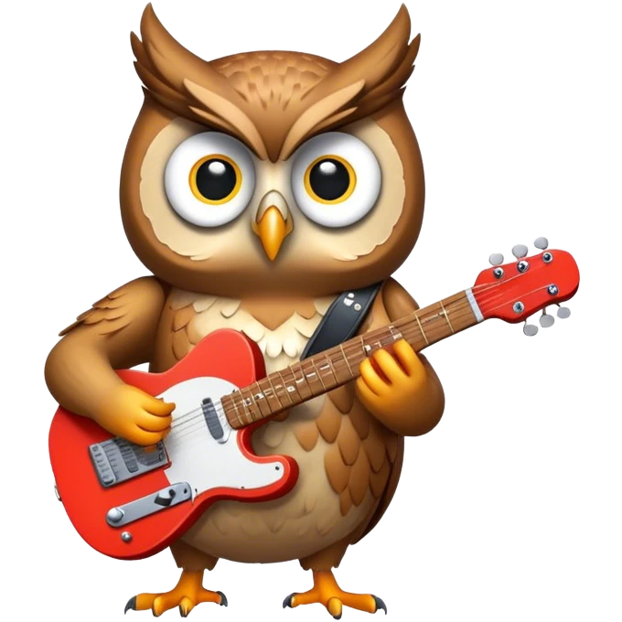 An owl playing a telecaster emoji