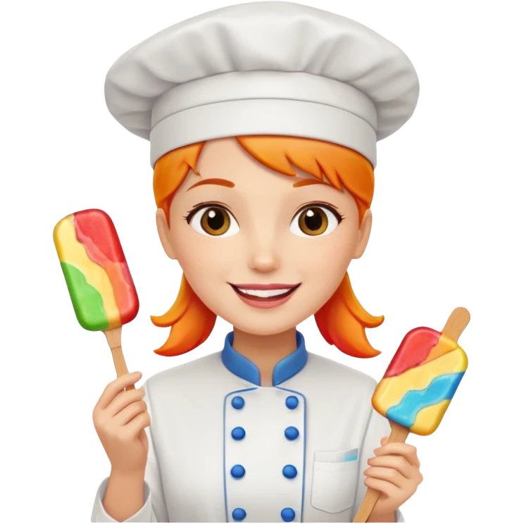 Female Chef holding popsicle happily emoji