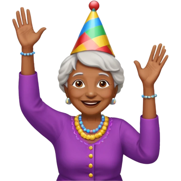 Old lady hands up raise the roof dancing  like she doesn’t care  emoji