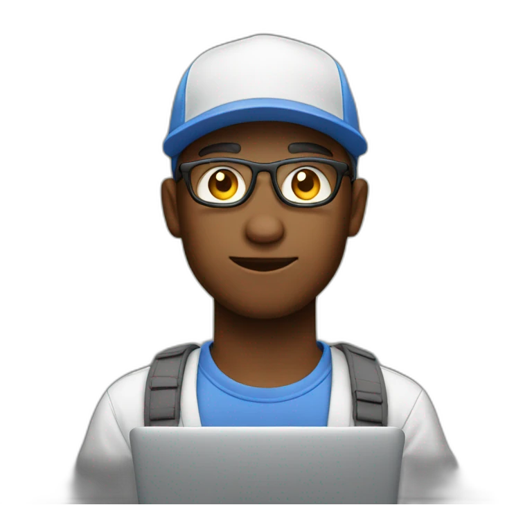 developer in a cap with macbook emoji