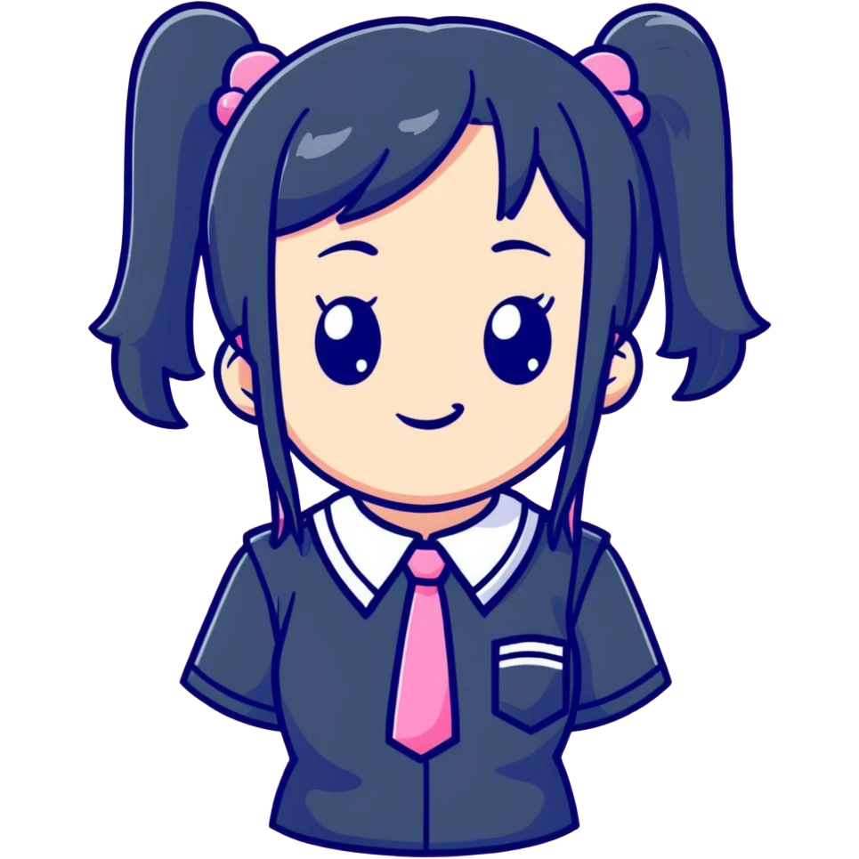 Cute anime girl with pink twin tails and school uniform emoji