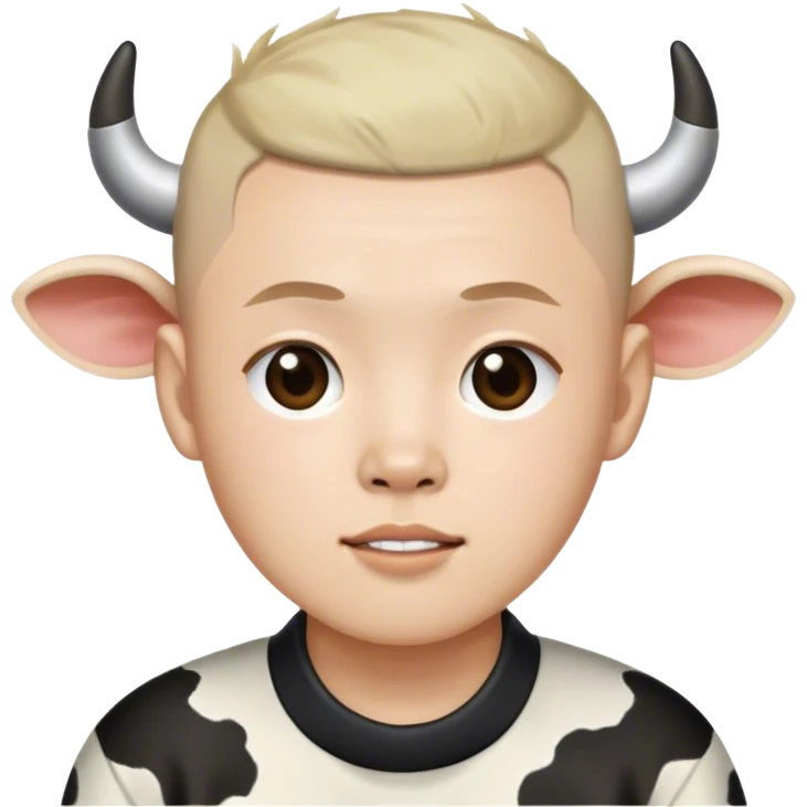 Hwang Hyunjin with a cow print buzzcut emoji