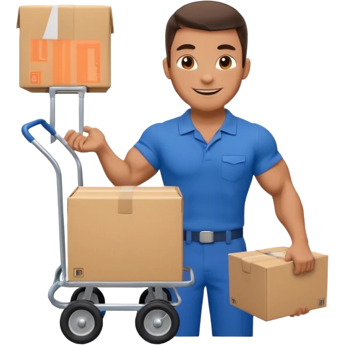 a mover with trolley loaded with a box emoji