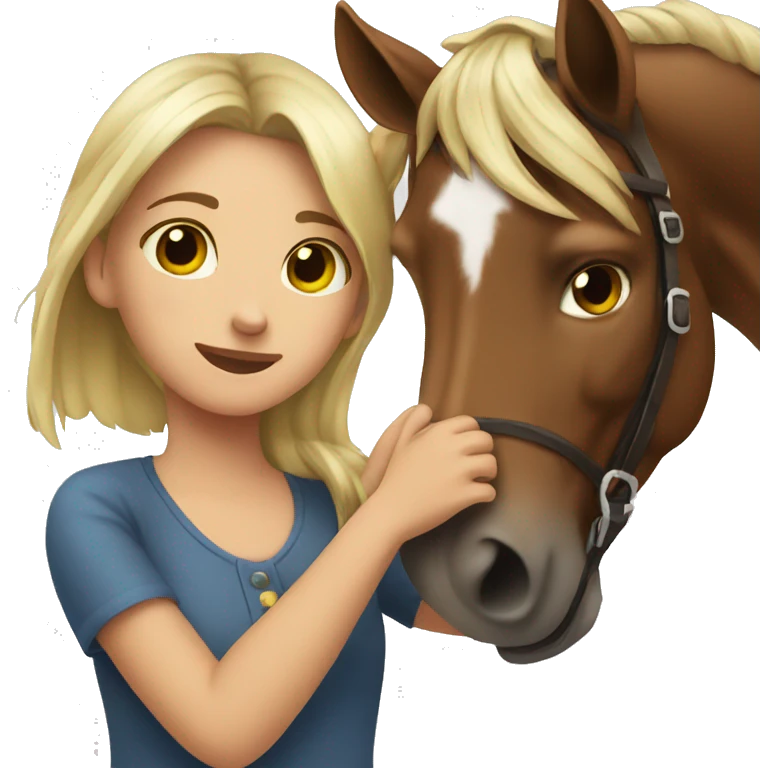 Girl hugging her horse  cute emoji