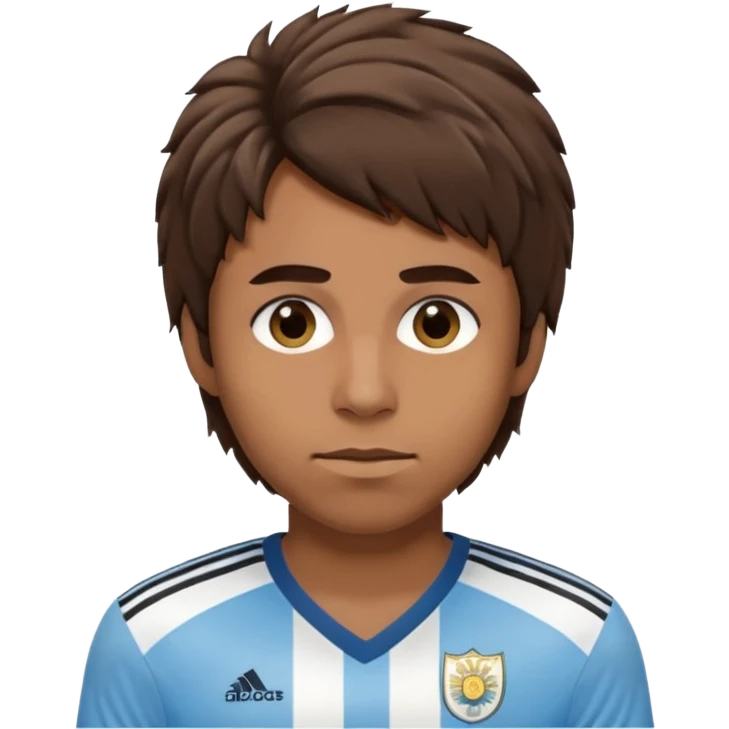 Hola hace una persona morocha con pelo mediano pero no peinado y ojeras con remera de Argentina emoji